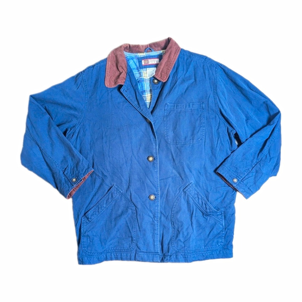 Faded Glory Authentic Wear Women's XL Barn Chore Jacket Navy Corduroy Collar